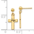 thumbnail image 3 of 14k Yellow Gold Diamond Cut Cross Earrings Drop Dangle Religious, 3 of 7