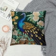 thumbnail image 2 of COMIO  Blue Green Peacock Throw Pillow Cover Digital Print Pillow Case Decorative Chenille Flowers Cushion Tassel Pillowcase, 2 of 5