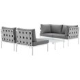 thumbnail image 6 of Modway Harmony 5 Piece Outdoor Patio Aluminum Sectional Sofa Set in White Beige, 6 of 16