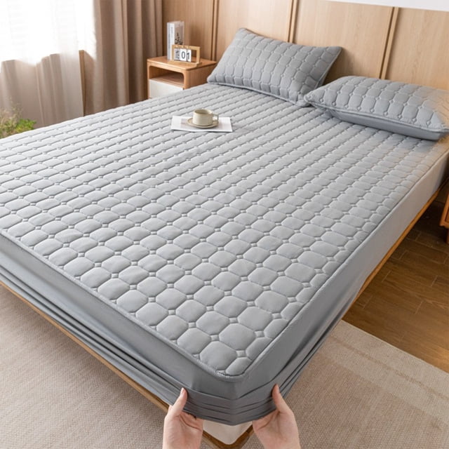 Ropa de cama, colchones inflables y accesorios, 6.56 x 5.9 pies, colchón grueso, estilo moderno, color marrón, con textura, se adapta perfectamente a tu colchón. Crea un dormitorio cómodo.