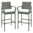 thumbnail image 1 of Gymax Set of 2 Rattan Patio Bar Stools Outdoor Bar Height Chairs w/ Cushions, 1 of 9