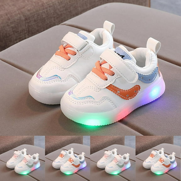 THDHVS Toddler Girl Sneakers,Shoes for Girls,Kid's solid color board shoes illuminated shoe casual shoes for wearing Comfortable shoes for pasting Orange 5-5.5 Years