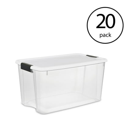 Base Camp Storage - Sterilite 70 Quart Ultra Latch Storage Box with Lid & See-Through Base (20 Pack)