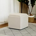 thumbnail image 2 of Joveco Storage Square Ottoman with Tray, Small Linen Foot Rest Stool Cube, Coffee Table for Dorm Living Room Bedroom, Beige, 2 of 7
