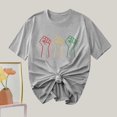 thumbnail image 4 of Camiseta de Cuello Redondo Impresa Nueva Moda Casual de Manga Corta de las Mujeres, Mezcla Ligera de Poliéster para la Primavera, 4 of 6