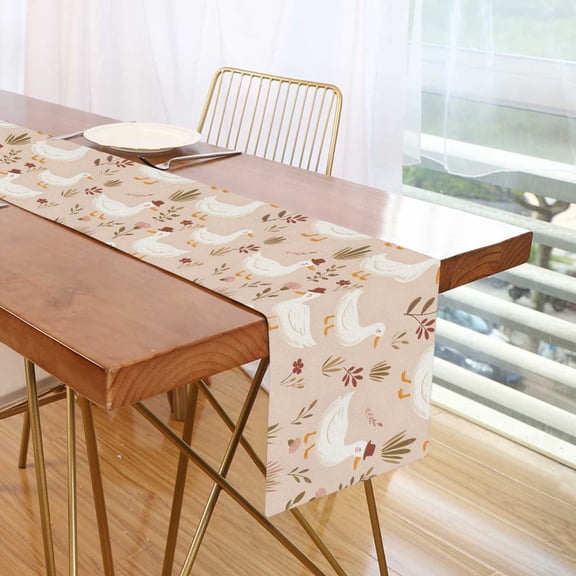 Yayeee Table Runner 70 inches Long for Home Kitchen Rectangle Dining Table Holiday Party Decoration, Cartoon Goose Pattern