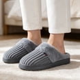thumbnail image 6 of Knivor Corduroy Fuzzy Open Back House Slippers for Men Winter Warm Platform Non Slip Cozy Lined Indoor Bedroom Slippers, 6 of 9