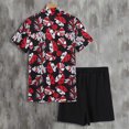 thumbnail image 2 of Vedolay Mens Shorts Tracksuit Men's Short Outfits 2 Piece Summer Tracksuit Shirt and Shorts Set,Black L, 2 of 4