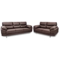thumbnail image 1 of Sala de Piel Genuina 3-2 Sofá y Love Seat, 5 plazas, Modelo Lisboa, Color Chocolate, Elegante, comodo y Moderno, Hecho en Mexico. Medidas: Sofá 220 X 85 X 90 cm, Love Seat 166 X 85 X 90 cm., 1 of 9