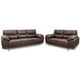 thumbnail image 1 of Sala de Piel Genuina 3-2 Sofá y Love Seat, 5 plazas, Modelo Lisboa, Color Chocolate, Elegante, comodo y Moderno, Hecho en Mexico. Medidas: Sofá 220 X 85 X 90 cm, Love Seat 166 X 85 X 90 cm., 1 of 9
