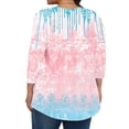 thumbnail image 5 of Shirts for Women 3/4 Sleeve Round Neck Gradient Plus Size Solid Color T-shirt Home Casual Top Multicolor XXXXXL, 5 of 6