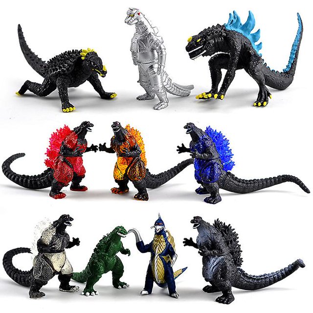Figuras de acción de Godzilla de la película, juego de juguete coleccionable de 10 unidades de 6-9cm,11 Afortunado Sencillez