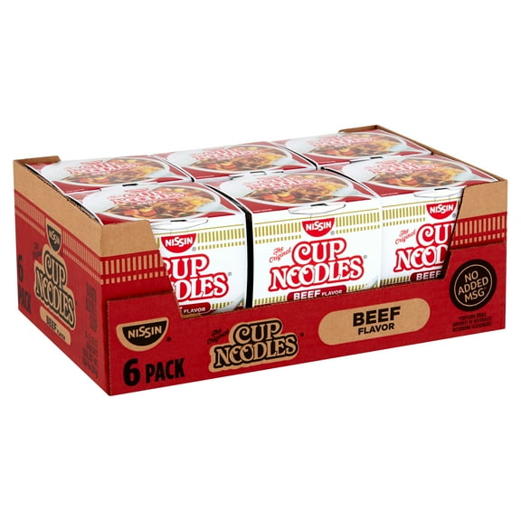 (6 Pack) Nissin Beef Flavor The Original Cup Noodles, 2.25 Oz