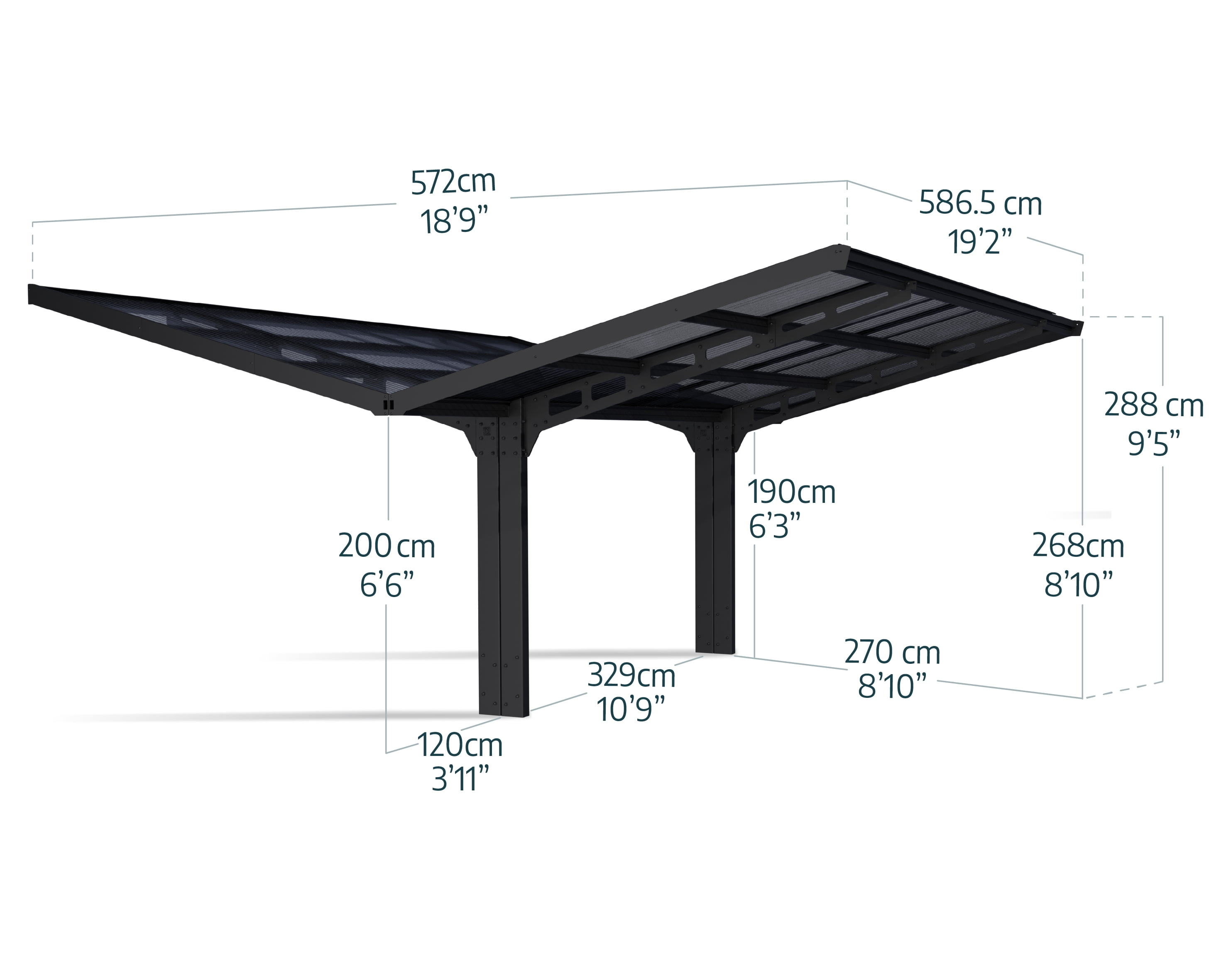 Palram - Canopia Sydney Wave Double Carport Wing Style