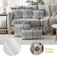 thumbnail image 5 of Outdoor Pillow Covers 16x16 Set of 2, Grey Waterproof Patio Throw Pillow Covers for Couch Sofa Chair, Modern Abstract Art Ombre Striped Decorative Pillowcases for Throw Pillows, 5 of 9