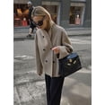 thumbnail image 5 of Abrigos de lana para mujer, Chaqueta corta holgada e informal, con doble botonadura y cuello levantado, para oficina, otoño e invierno, 2024, 5 of 5