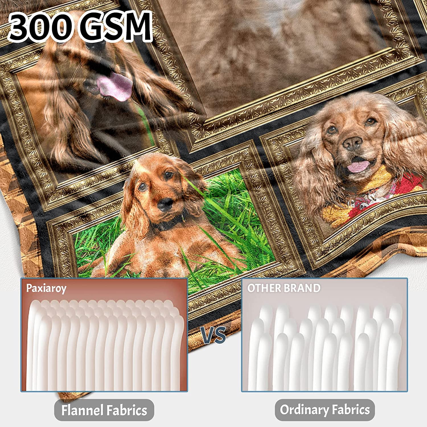 Cocker Spaniel Dog Blanket, Fleece Throw Blanket for Couch Bed, Soft Cozy Warm Flannel Blankets and Throws for Sofa Living Room, Gifts for Dog Lovers, 50" x 60"