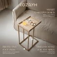 thumbnail image 2 of COZAYH Farmhouse C Table Couch Metal End Table with Woven Pattern Tray Top, Gold, 2 of 9