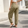 thumbnail image 6 of Gytharion Cotton Linen Pants for Women Fashion Casual Solid Color Drawstring Elastic Waist Trousers Loose Fit Beach Pants, 6 of 7