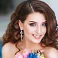 thumbnail image 6 of QIQUWOHUL Cubic Zirconia Jewelry Set For Women Chandelier Necklace Dangle Earrings Set Wedding Bridal Jewelry For Bride Bridesmaid, 6 of 9