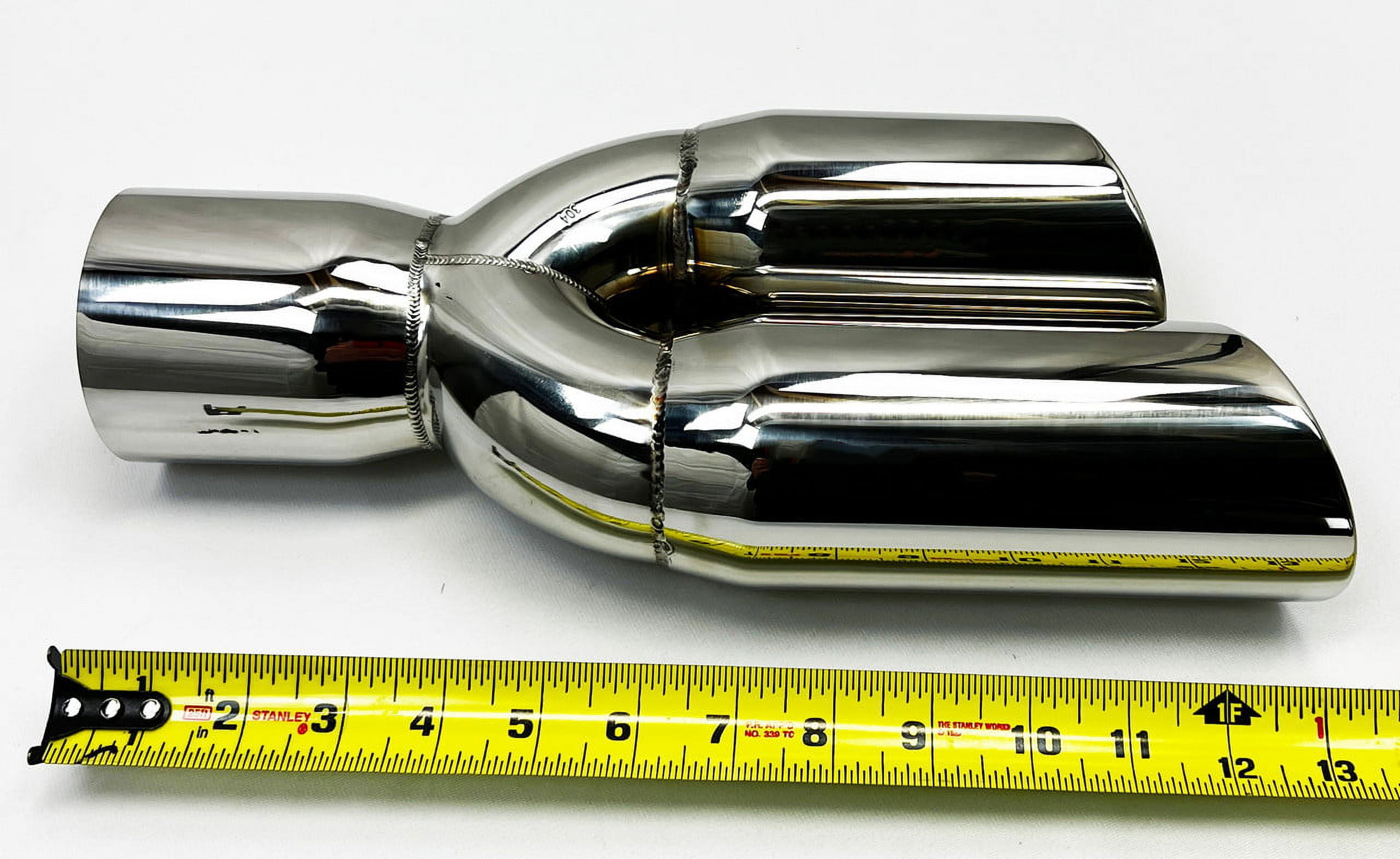 Exhaust Tip 3.00" Inlet 3.00" Outlet 13.00" long WDWDRS30013-300-HP-SS Dual Round Slant Polished 304 Stainless Wesdon Exhaust Tip