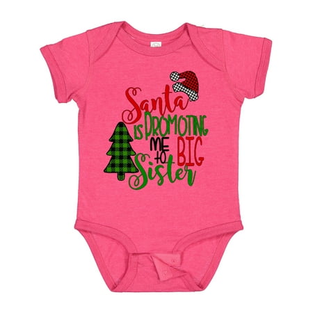 

Inktastic Santa is Promoting Me to Big Sister Green Plaid Tree Gift Baby Girl Bodysuit