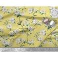 thumbnail image 2 of Soimoi Yellow Cotton Duck Fabric Leaves & Magnolia Floral Printed Fabric 1 Yard 42 Inch Wide, 2 of 3