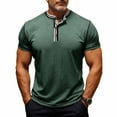 thumbnail image 2 of LpwkSSA Men Casual Round Neck Printing Pullover Fitness Sports Shorts Sleeves T Shirt Blouse Green M, 2 of 8