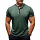 thumbnail image 1 of Tops para hombre, blusas y camisas de manga corta con cuello redondo para hombre, camisas casuales de verano de color liso, camisa de manga corta con botones y cuello redondo, camisa de poliéster para, 1 of 8