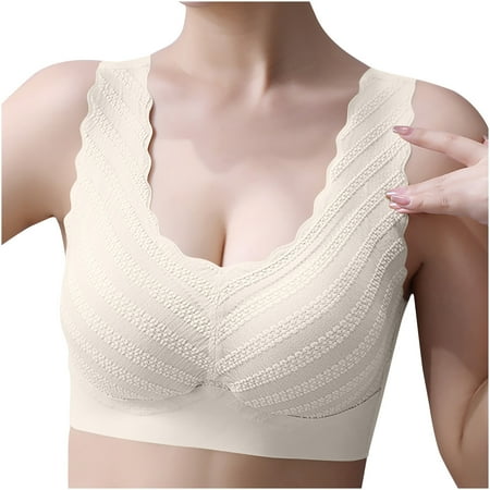 

Miluxas Plus Women Bra Clearance Women s Bra Wire Free Underwear OnePiece Bra Everyday Underwear Bras Beige XXL(XXL)