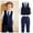 Navy blue, variant on Kids Boys Suit Little Gentleman Outfit Boys Outerwear Vest+Shirt+Tie+Pants 4Pcs Clothes Set