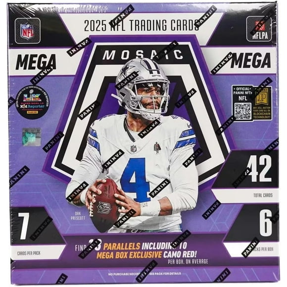 2025 Panini Mosaic Football Hobby Mega Trading Card Box (10 Exclusive Camo Red Mosaics Per Box)