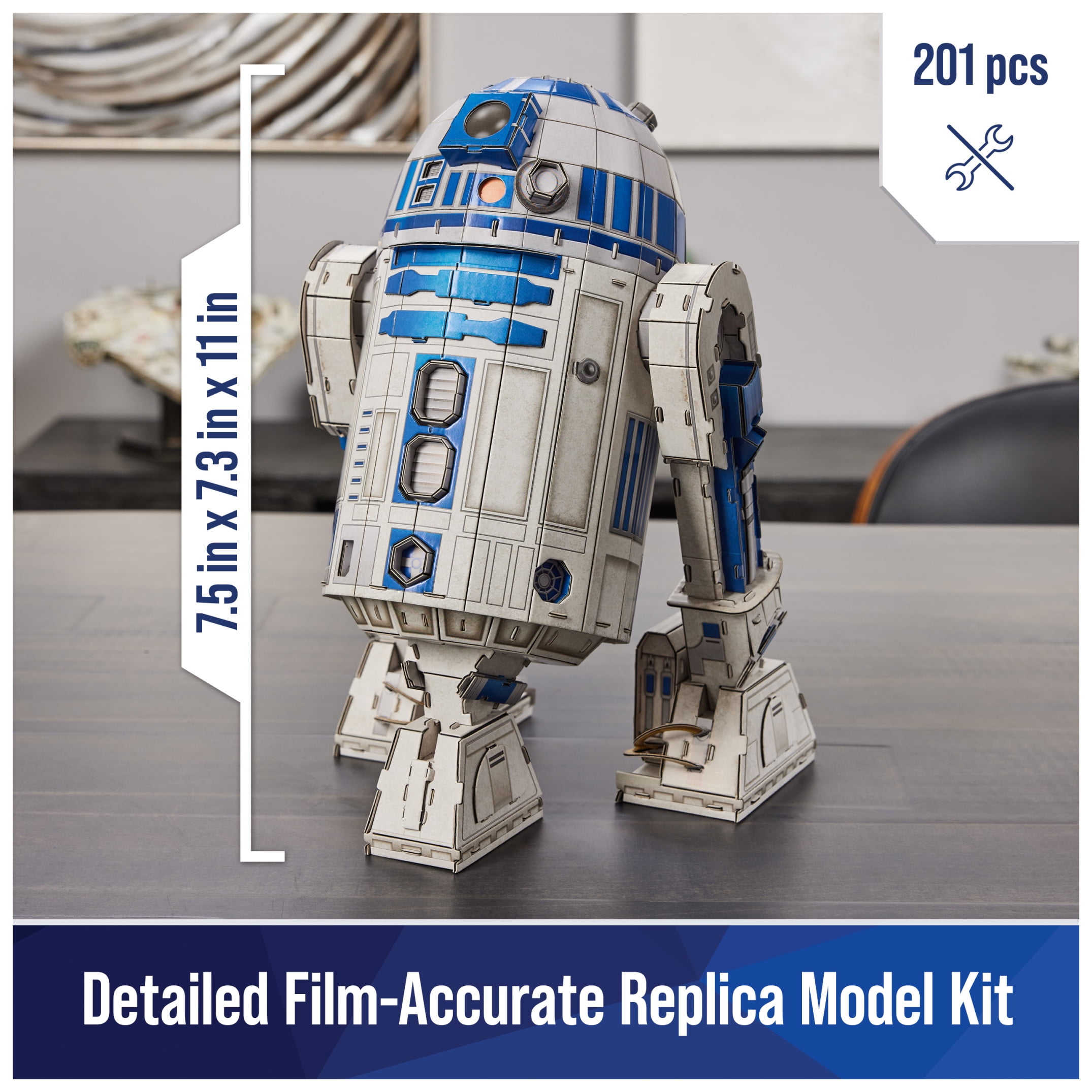 4D Build Star Wars R2-D2 Cardstock Model Kit, 201 Pieces, 7.5x7
