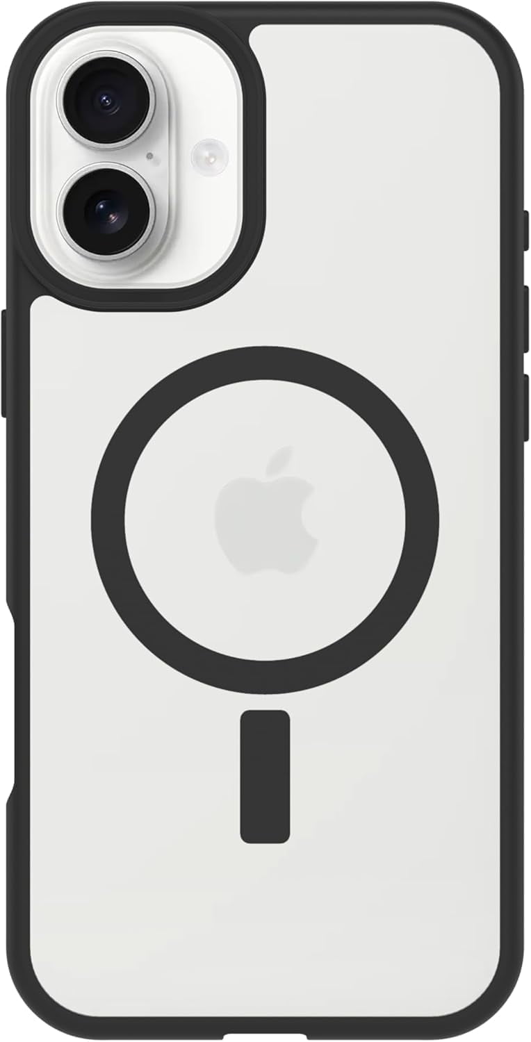 OtterBox iPhone 16 Plus (Only) - React Series Case - Black Crystal (Clear/Black) - Snaps to MagSafe - Ultra-Thin - Non-Retail Packaging
