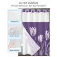thumbnail image 2 of No Hook Shower Curtain with Snap in Liner Purple Tulip Flower Shower Curtain -Fabric Waterproof Inner Liner, Flower Shower Curtains Washable 36"x78", 2 of 9