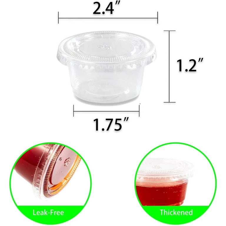 Nuogo 400 Sets 2oz Plastic Containers with Lids for Food Disposable Sauce  Cups Small Jelly Shot Jars Clear Portion Cups Condiment Container Salad