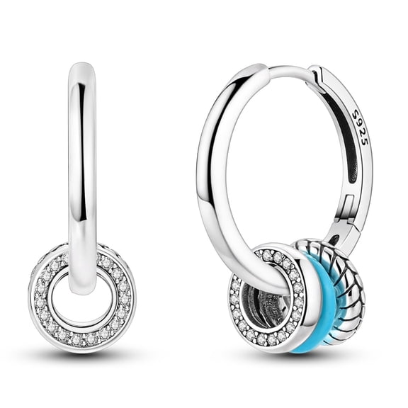 NARMO Original 925 Sterling Silver Hoop Earrings 5A Zircon Three-Circle Women Jewelry Gift