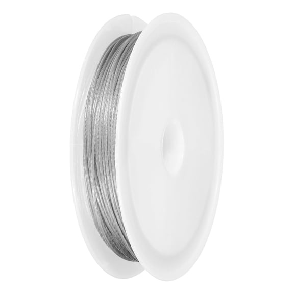 33FT (10m) 0.028inch (0.7mm) 7-Strand Bead String Wire, Stainless Steel Nylon Coated Bead Cord Stringing Wire for Jewelry Bracelet Beading Making, Silver