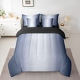 thumbnail image 2 of Homewish Gradient Deepblue White 7pcs Bedding Comforter Set,Stripes Print Queen Bedding Sets,Abstract Geometric Aesthetic Queen Sheet Sets For Kids,Microfiber Bedroom Decor Reversible, 2 of 8