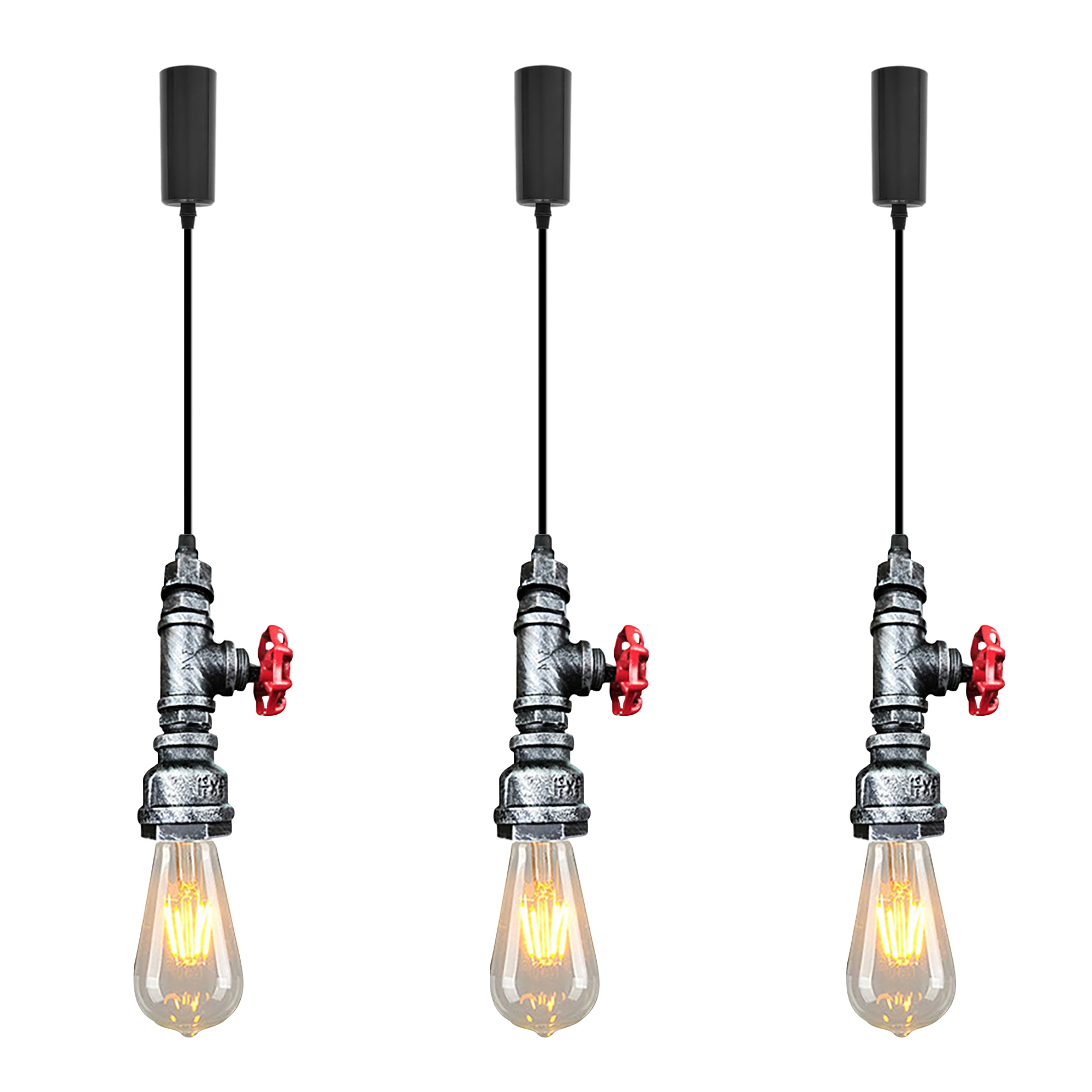 Kiven HType Track Lighting, 3Light Industrial Halo Track Pendant Light, Steampunk Style Track