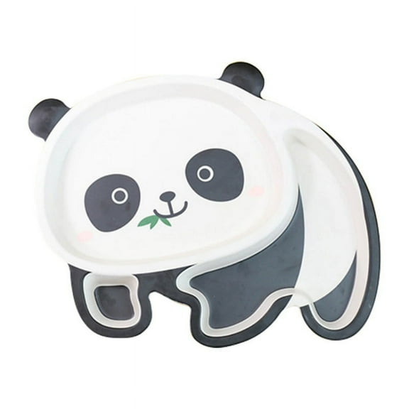 Bamboo Fiber Children'S Tableware Set Cute Cartoon Pier Pier Panda Kids Eat Bowl Baby Compartment Dinner Plate 1Pcs