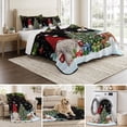 thumbnail image 6 of Quilts Twin Size Bedding Set, Red Gnomes Christmas Lightweight Quilted Comforter, Xmas Tree Elk Snowflake Balls Soft Reversible Bedspread Coverlet with Pillow Covers for All Season, 68" x 86", 6 of 9