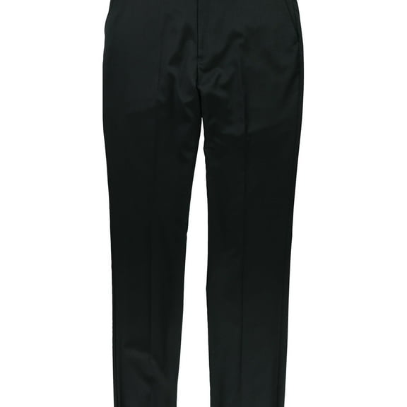 Michael Kors Mens Solid Dress Pants Slacks, Black, 37W x UnfinishedL