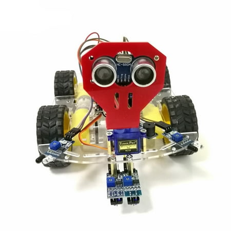 J Car Chassis - WiFi Control 2 Tracking Ultrasonic Obstacle Avoidance Intelligent Robot Car Chassis Kit Battery Box 4WD Ultrasonic Module For Arduino Kit