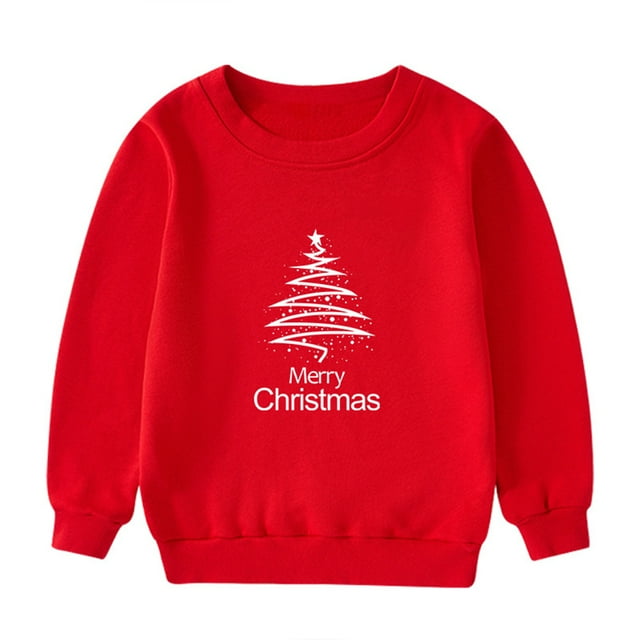 KYAIGUO Chandail de Noël pour Garçons et Filles, Chandail à Col Rond Imprimé pour Tout-Petits, Printemps Automne, chandail à Manches Longues Rouge pour Bébé, Haut Décontracté pour 1-16 Ans