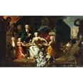 thumbnail image 2 of Carl Marcus Tuscher 14x11 Black Ornate Wood Framed Double Matted Museum Art Print Titled: A Family Group on a Terrace in the Grounds of a Villa. (1736 - 1737), 2 of 5