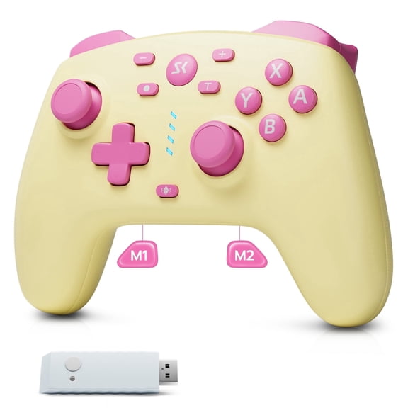 CHENGDAO Wireless Controller for Switch & Switch 2, Hall Effect PC Controller with 2 Programmable Back Buttons, 2.4G/Bluetooth/Wired - Cake Yellow