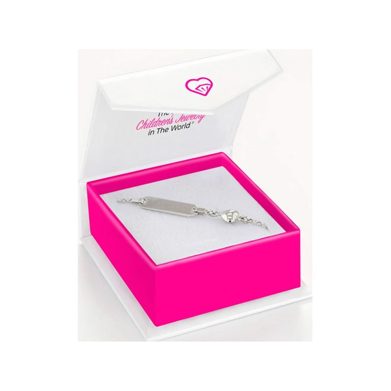ID Bracelet with Pink Crystals Adjustable Length Sterling Silver ID Bracelet with Pink Crystals Adjustable Length Sterling Silver