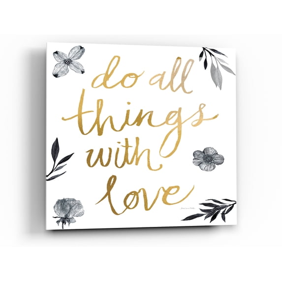 Epic Art 'Do All Things with Love BW' by Sara Zieve Miller, Acrylic Glass Wall Art, 36"x36"