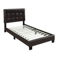 thumbnail image 3 of Poundex Twin Faux Leather Bed Frame with Slats, Brown, 3 of 9